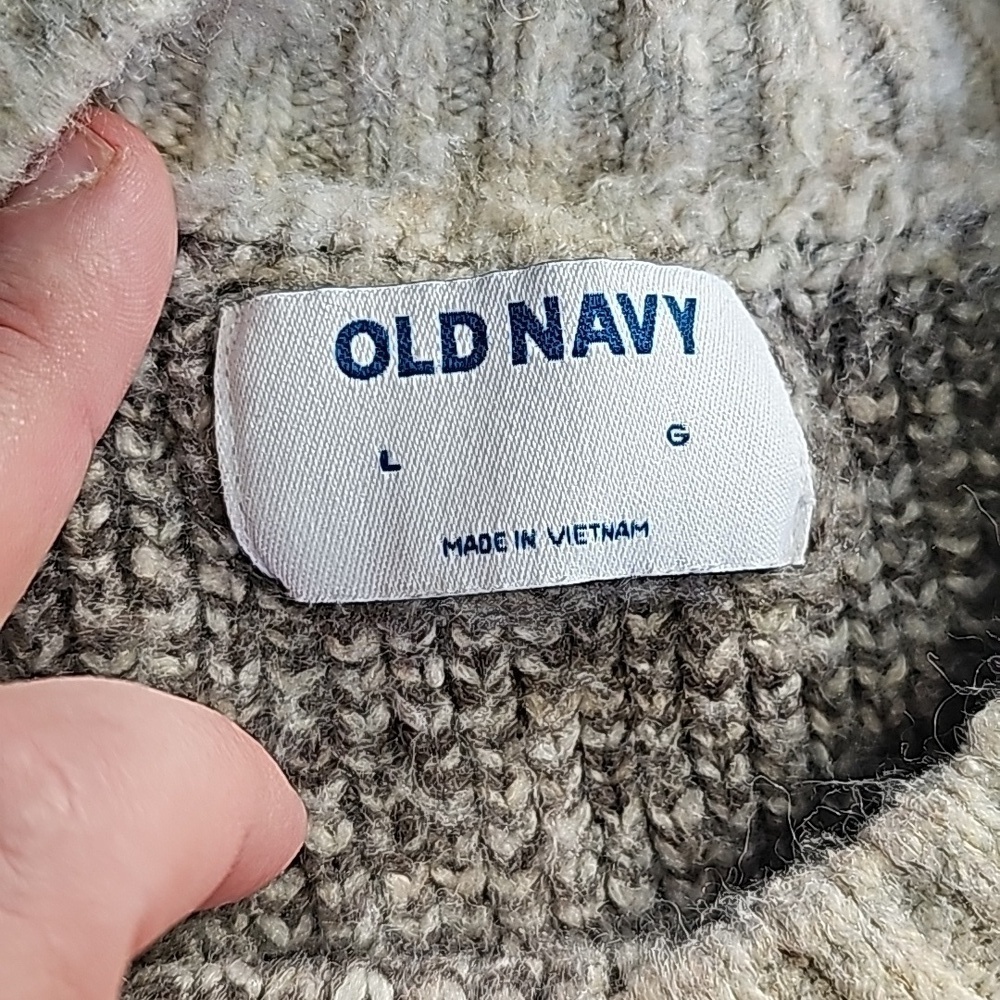 Old Navy large cream and gray leopard print crew neck sweater - Picture 6 of 7